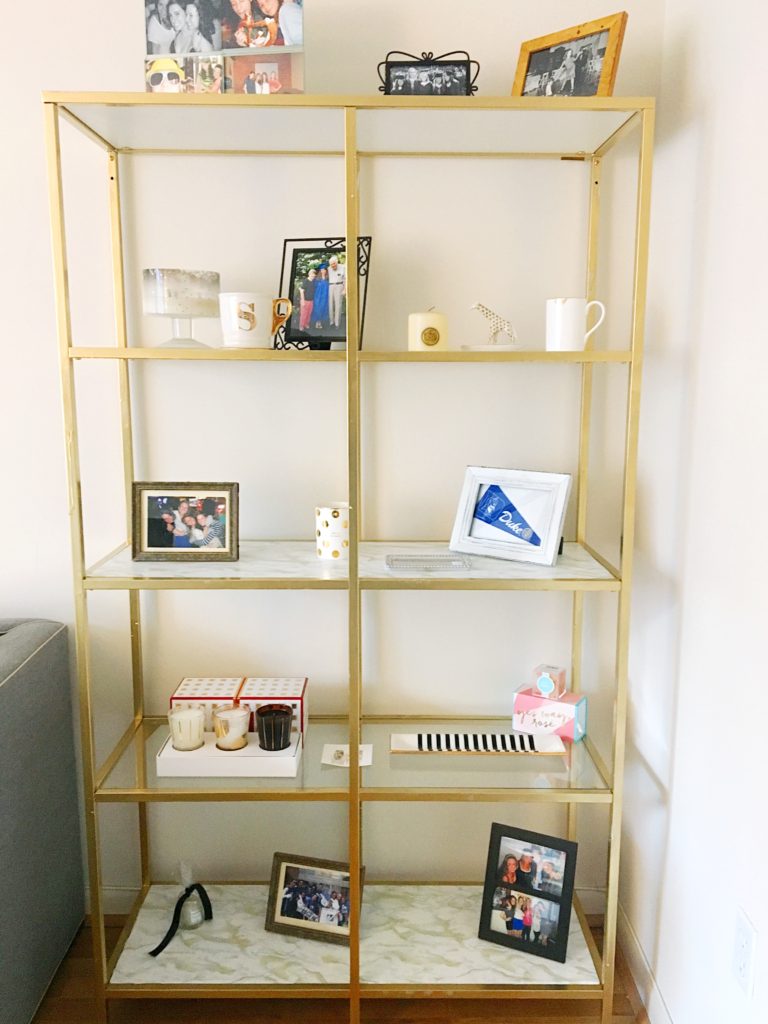 DIY Gold & Marble Bookcase